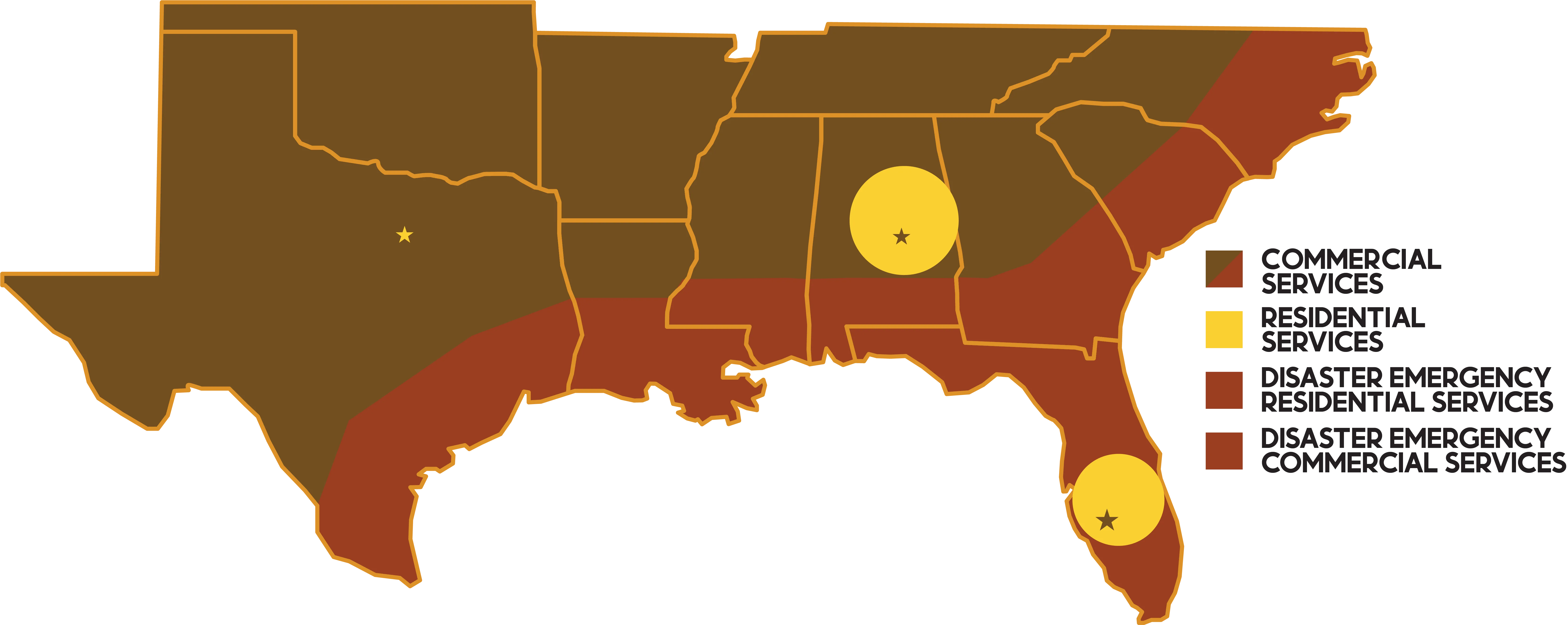 Map of our service areas