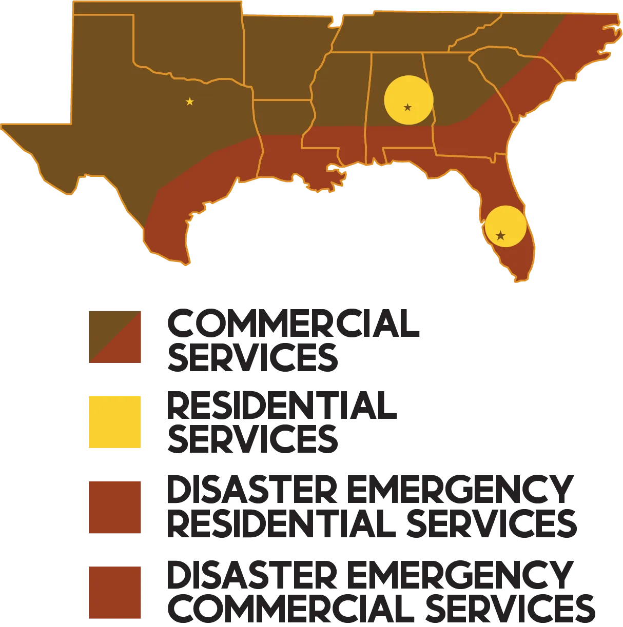 Map of our service areas